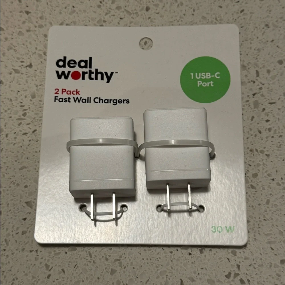 USB-C Charger Fast 30W Wall Chargers - 2 Pack White NIB x Dealworthy
